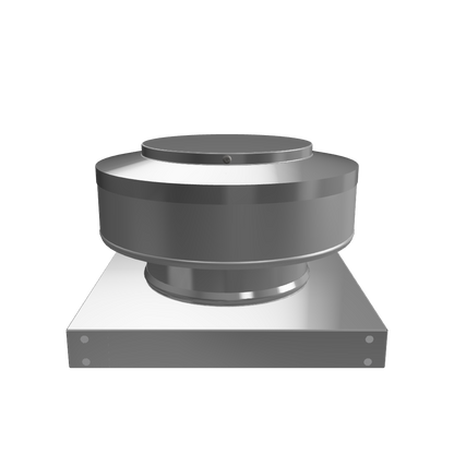 3D view 6 inch diameter roof vent 2 inch tall collar with curb mount base