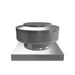 3D view 6 inch diameter roof vent 2 inch tall collar with curb mount base