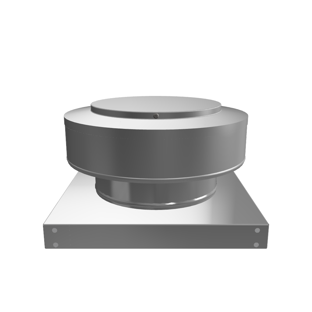 3D view 7 inch diameter roof vent 2 inch tall collar with curb mount base