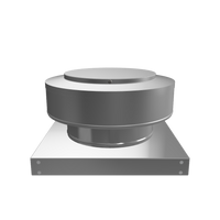 3D view 7 inch diameter roof vent 2 inch tall collar with curb mount base