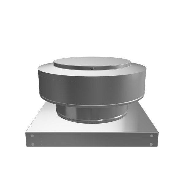 3D view 7 inch diameter roof vent 2 inch tall collar with curb mount base