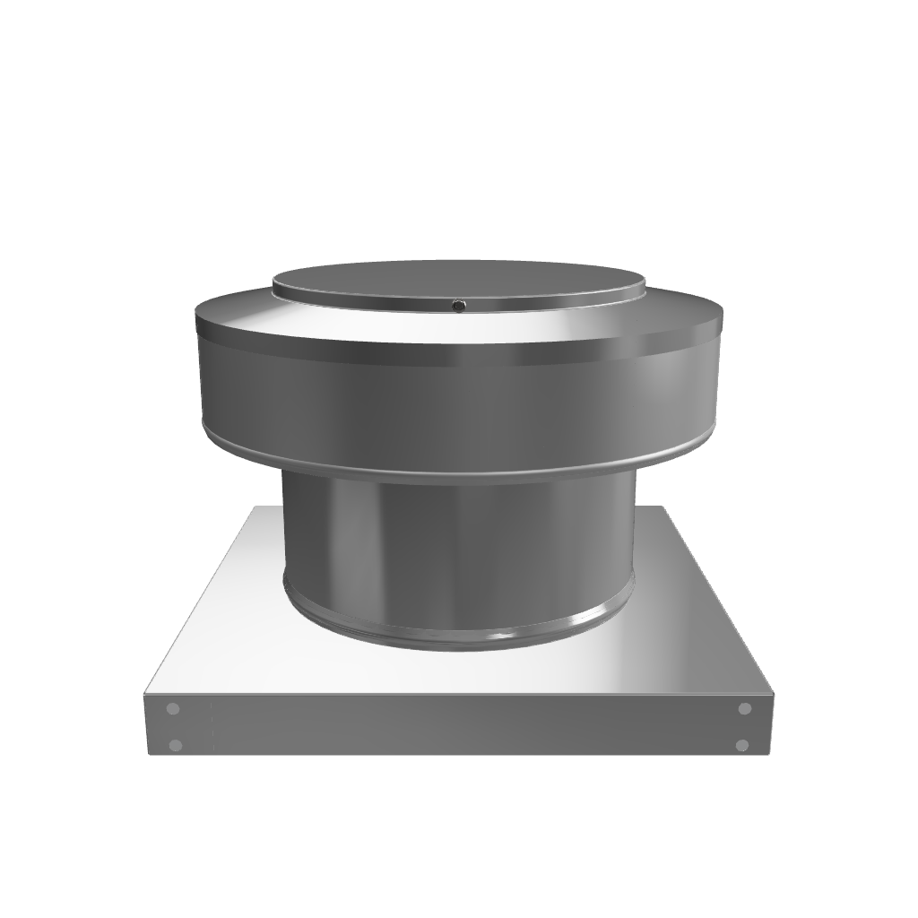 3D view 8 inch diameter roof vent 4 inch tall collar with curb mount base