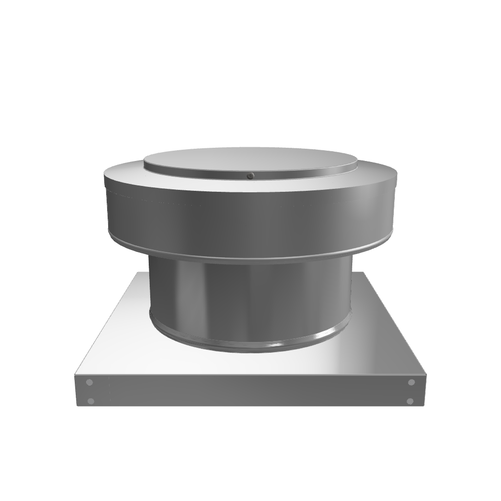 3D view 9 inch diameter roof vent 4 inch tall collar with curb mount base