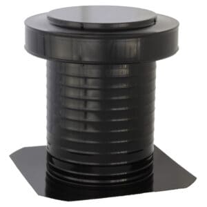 10 inch Commercial Attic Vent Cap | 10 inch Roof Vent | KV-10-BL in Black -- Askew View of Side High Angle
