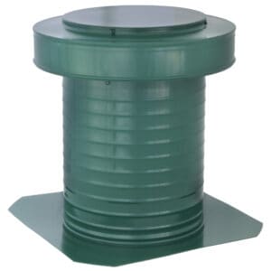 10 inch Commercial Attic Vent Cap | 10 inch Roof Vent | KV-10-GR in Green -- Askew View of Side High Angle