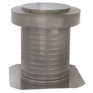 10 inch Commercial Attic Vent Cap | 10 inch Roof Vent | KV-10-WD in Weatherwood Quartz Grey -- View of Side High Angle