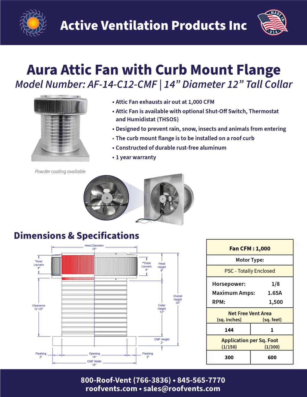 AF-14-C12-CMF-brochure An Exhaust Attic Fan