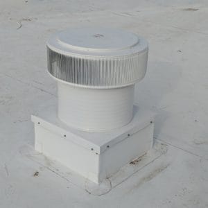 Flat Roof Ventilation - Aura Ventilator With Curb Mount Flange On A Roof Curb