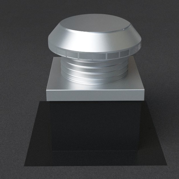 Static Roof Vents - Aluminum Intake Pop Vent with Curb Mount Flange on Roof Curb, Commercial Flat Roof