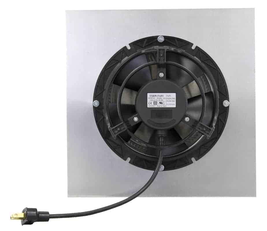 Round Back Fan from underneath showing fan and plug