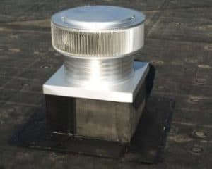 Commercial Gravity Roof Exhaust Ventilator, with curb mount flange on a roof curb