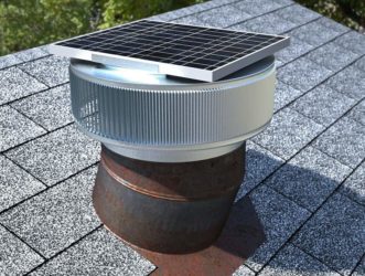 Solar Attic Fan Retrofit on a old roof turbine base